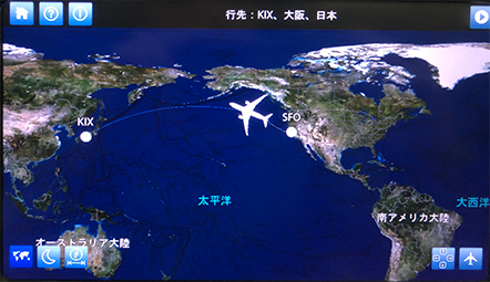 Flight map, SFO/KIX